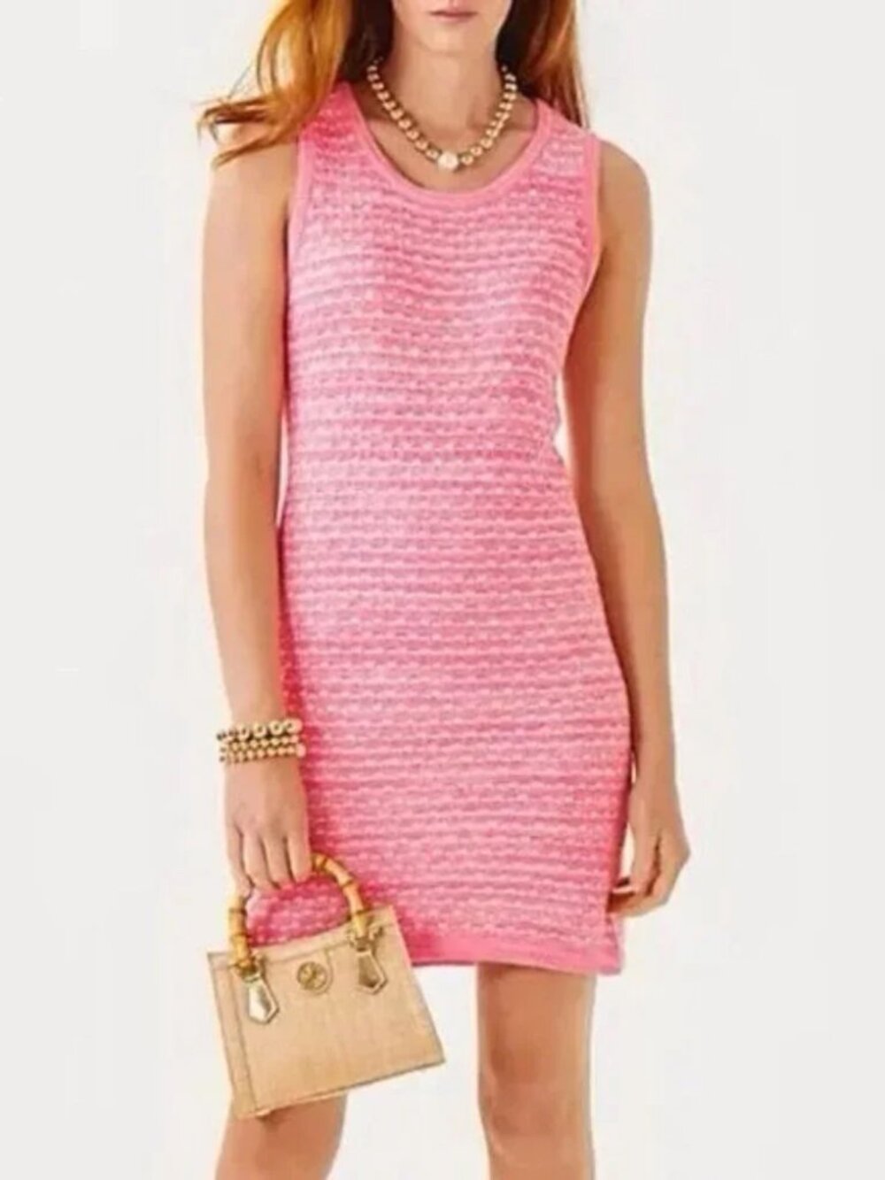 NWT Lilly Pulitzer Carlow Sweater Dress Rousseau Pink Metallic - Size S